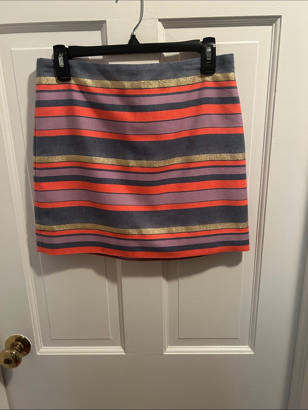 J. Crew Coral, Blue, Lilac & Gold Striped Cotton Mini Skirt- Size 4